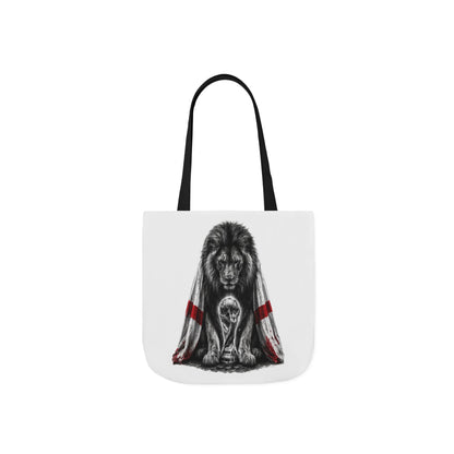 England Lion Guardian Canvas Tote — Protective Lion & Cub Illustration Tote Bag