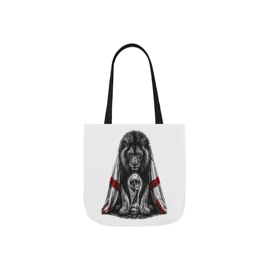 England Lion Guardian Canvas Tote — Protective Lion & Cub Illustration Tote Bag