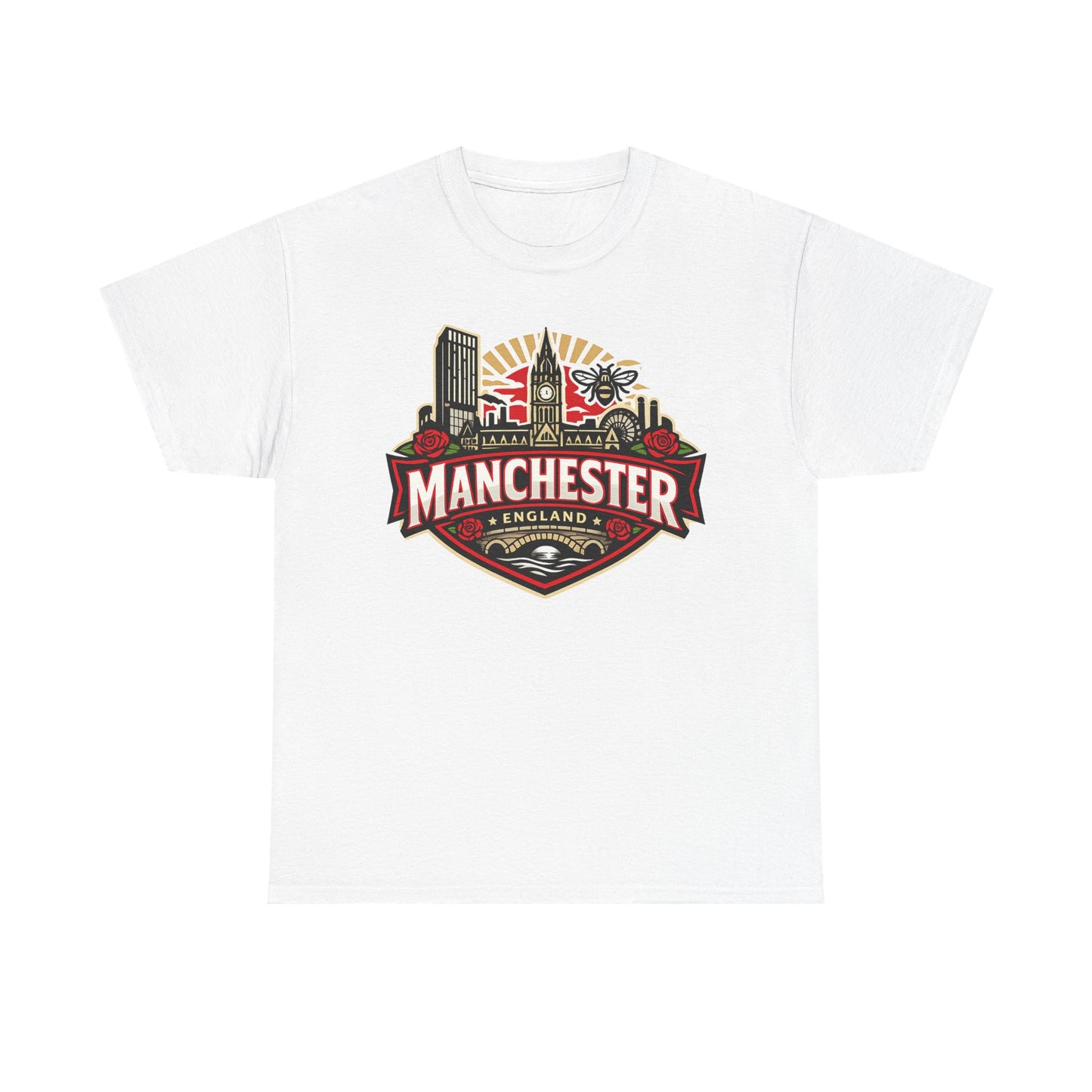 Manchester England Skyline T-Shirt — Vintage City Crest Tee