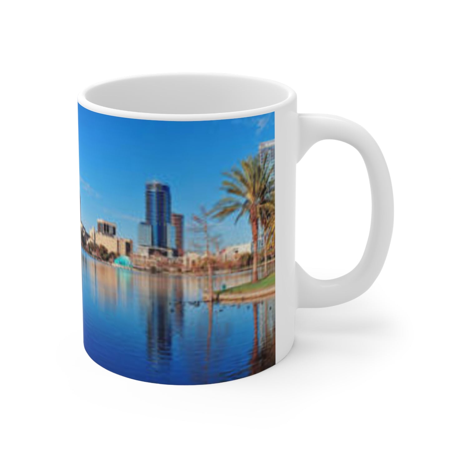 City Skyline Ceramic Mug — Waterfront Reflection Coffee Cup (11oz & 15oz)