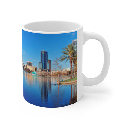City Skyline Ceramic Mug — Waterfront Reflection Coffee Cup (11oz & 15oz)