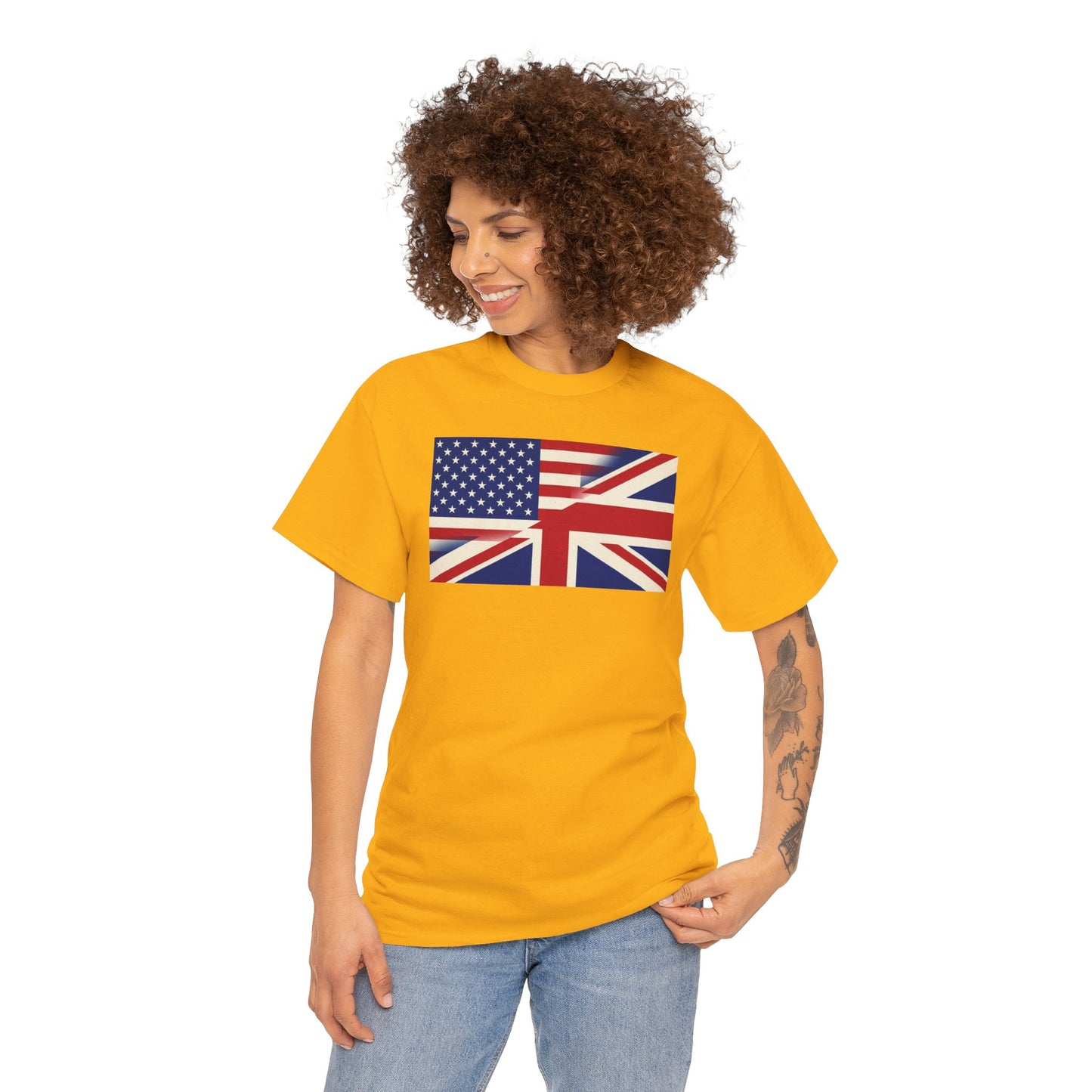 USA-UK Flag Graphic Tee — American British Union Jack Mashup T-Shirt