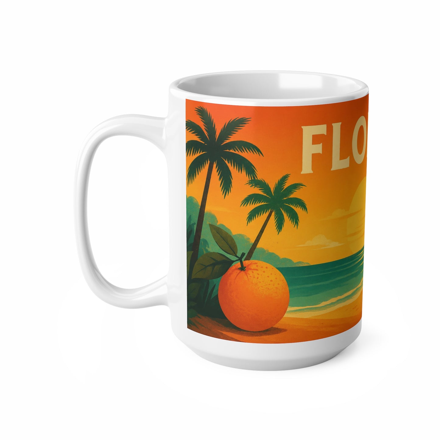 Florida Vintage Beach Mug — Retro Sunset Orange Grove Coffee Cup (11oz & 15oz)