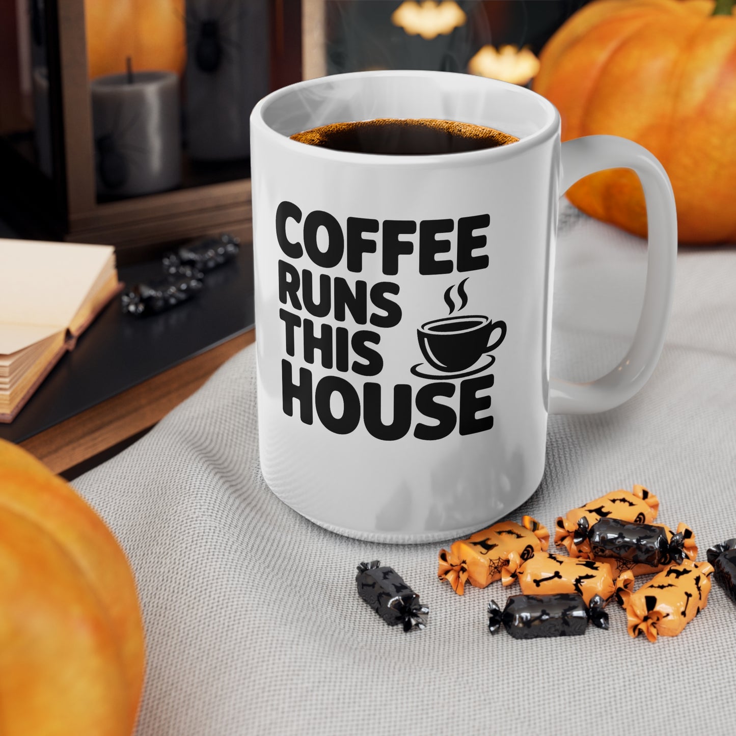 Coffee Runs This House Mug — Funny Ceramic Coffee Cup, 11oz & 15oz