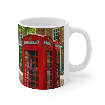 Richmond Ted Lasso London Street Scene Ceramic Coffee Mug — Red Phone Booth & Pub Photo (11oz, 15oz)