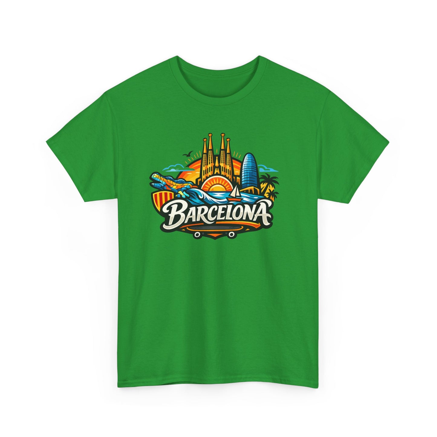 Barcelona Skyline Graphic Tee — Colorful Travel Souvenir T-Shirt