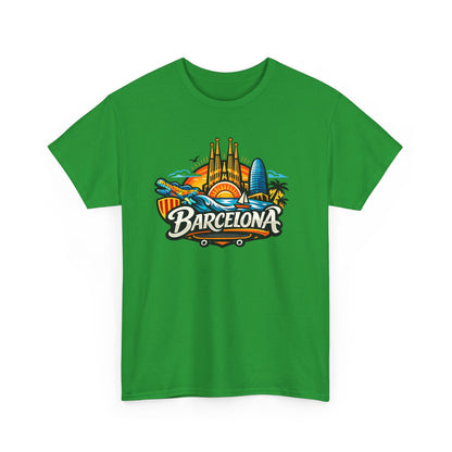 Barcelona Skyline Graphic Tee — Colorful Travel Souvenir T-Shirt