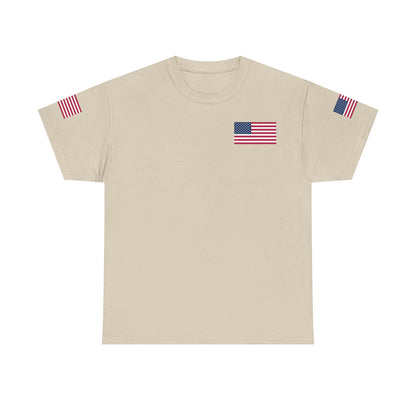 Team USA Flag T‑Shirt — Patriotic Navy Tee with Back Shield Logo