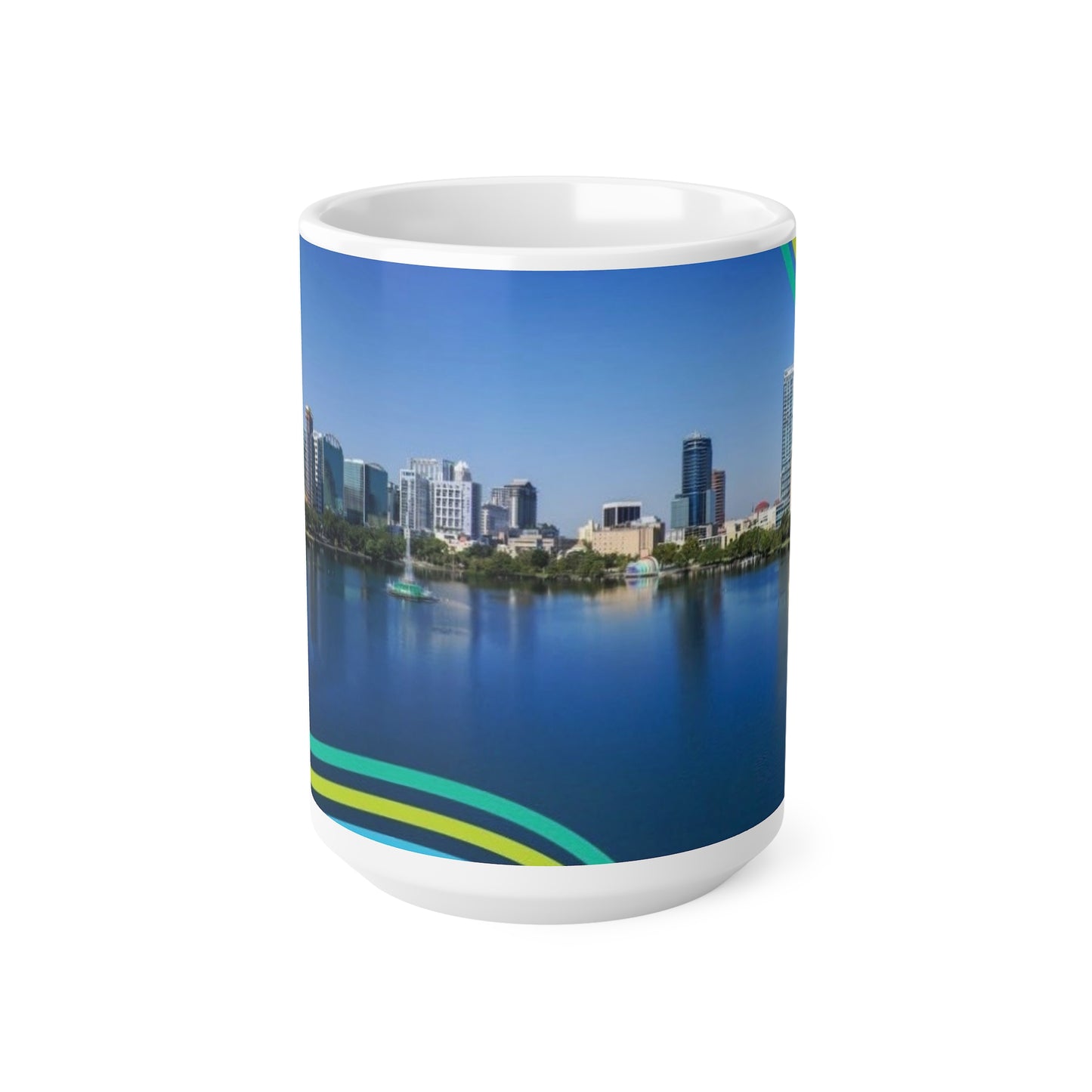 Orlando Lake Eola City Skyline Coffee Mug — Scenic Waterfront 11oz & 15oz Ceramic Cups
