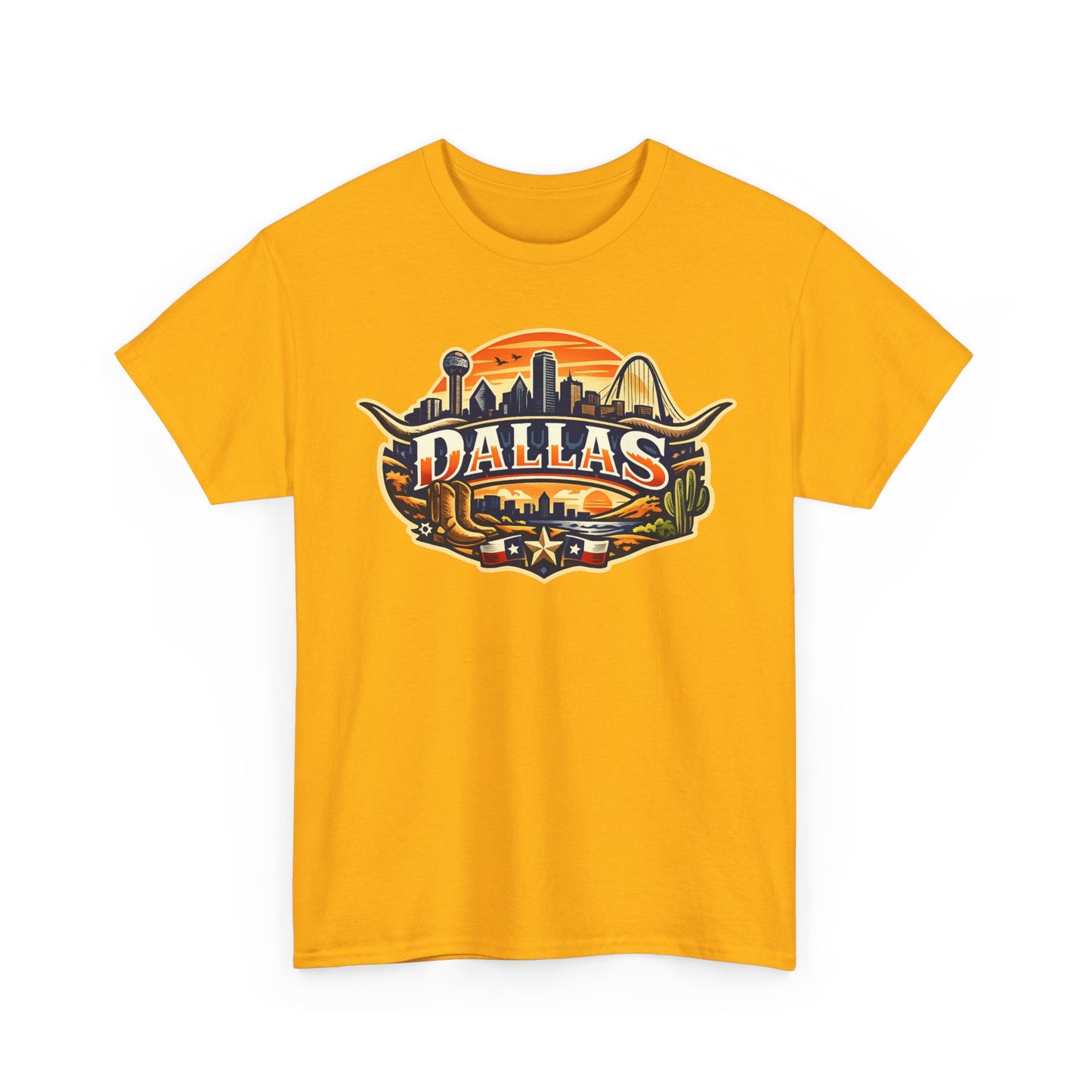 Dallas Skyline Retro Tee — Vintage Cityscape T‑Shirt with 'Dallas' Graphic