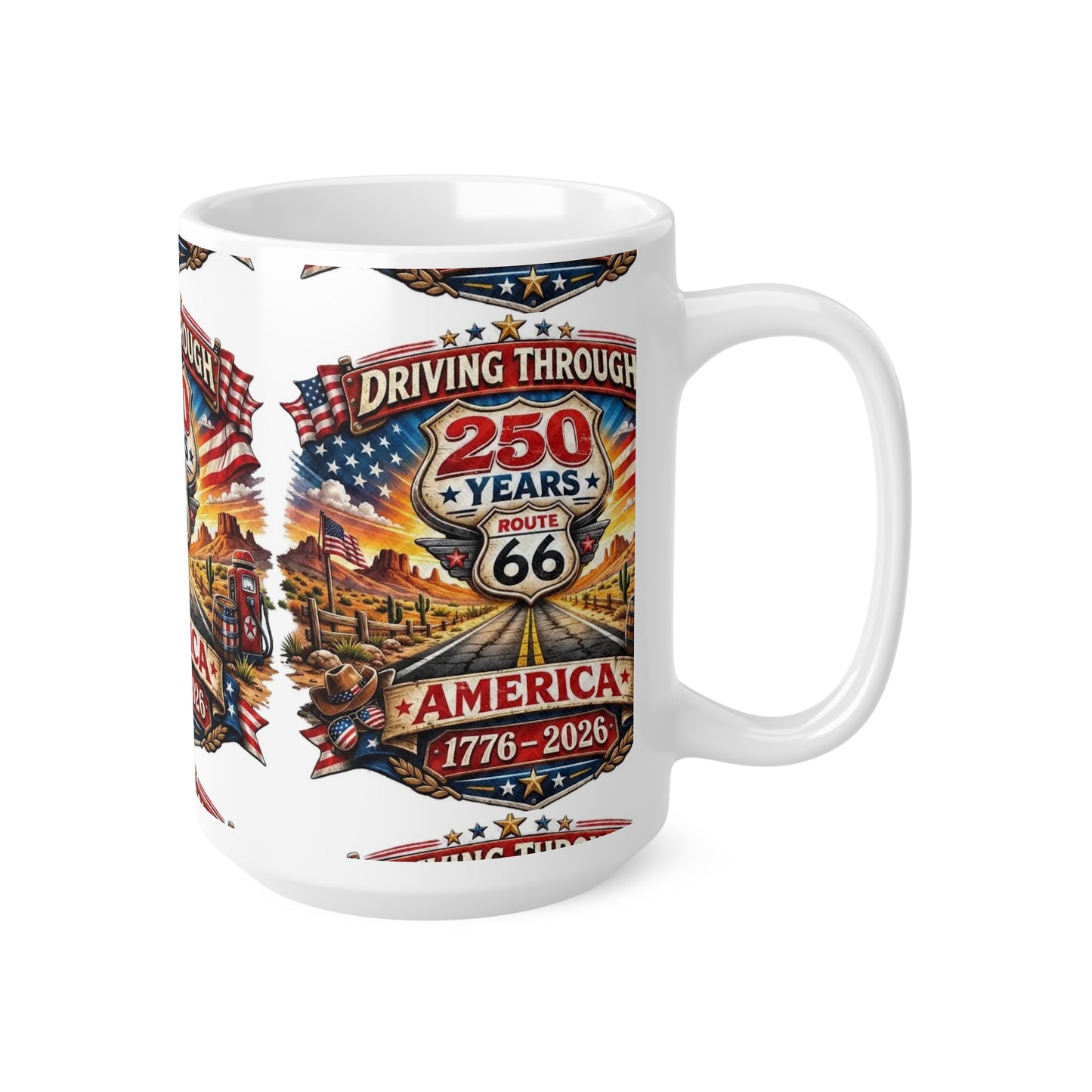 Route 66 250 Years America Mug – 1776-2026 Commemorative Ceramic Coffee Cup (11oz/15oz)