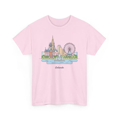 Orlando Skyline T-Shirt — Cute Cityscape Graphic Tee with 'Orlando' Text