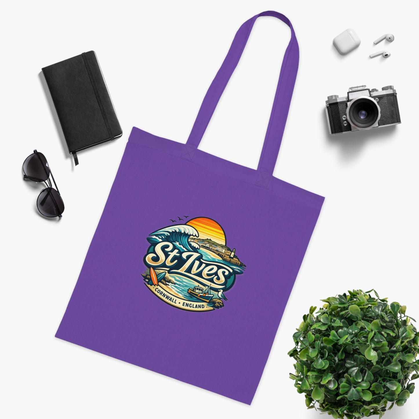 St Ives Beach Tote — Cornwall Surf Sunset Cotton Tote Bag