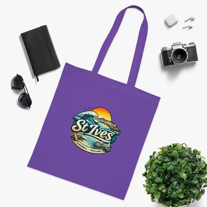 St Ives Beach Tote — Cornwall Surf Sunset Cotton Tote Bag