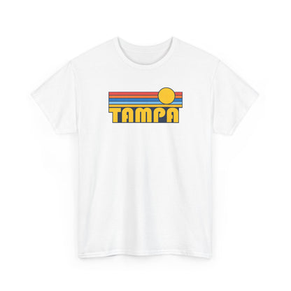 Tampa Retro Sunset T-Shirt — Vintage 70s Striped Beach Tee