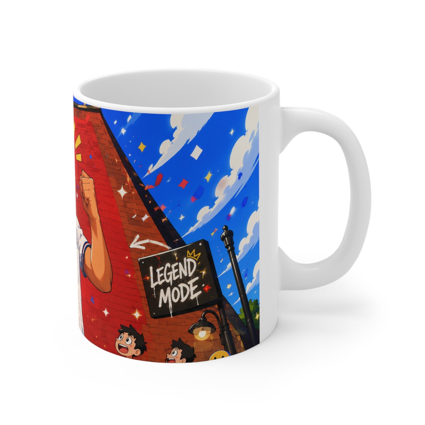 England Football Fan Mug — Celebratory Soccer Player Illustration, Ceramic 11oz & 15oz