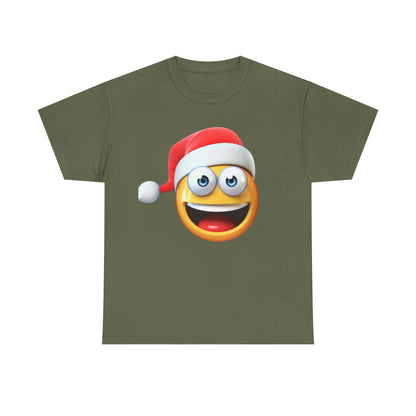 Christmas Emoji T-Shirt — Santa Hat Smiley Holiday Tee