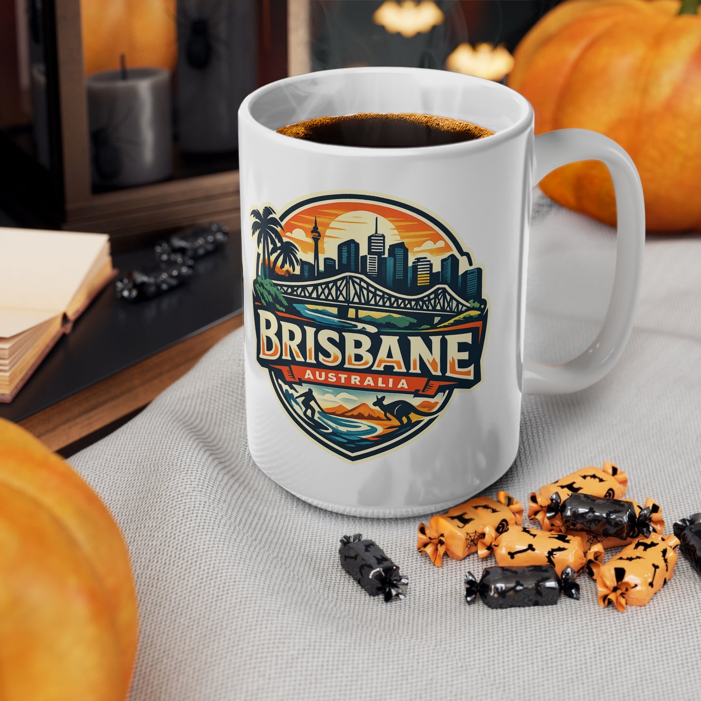 Brisbane Skyline Ceramic Mug — Australia City Souvenir Coffee Cup (11oz & 15oz)