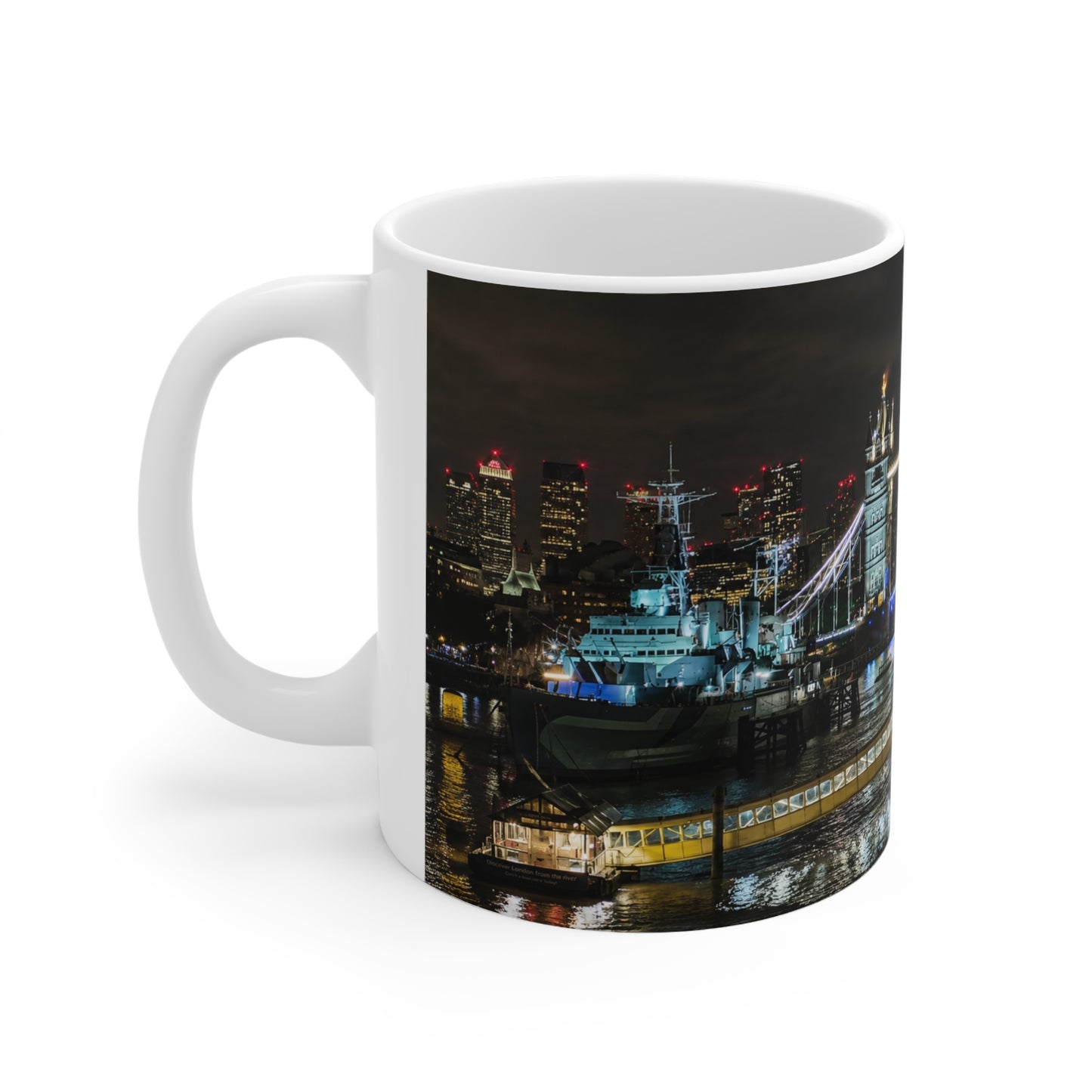 London Tower Bridge Nightscape Ceramic Mug — Tower Bridge Cityscape Coffee Cup (11oz & 15oz)