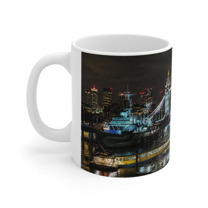 London Tower Bridge Nightscape Ceramic Mug — Tower Bridge Cityscape Coffee Cup (11oz & 15oz)