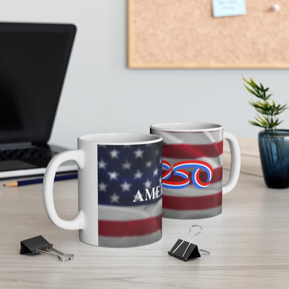 America 2024 Flag Coffee Mug — Patriotic 11oz & 15oz Ceramic Cup