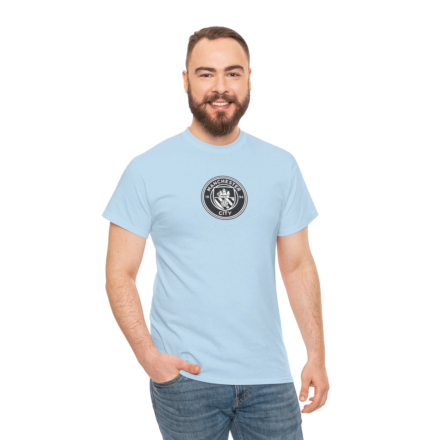 Man City Unofficial T-Shirt — Vintage Crest Logo Tee (Small Chest Emblem)
