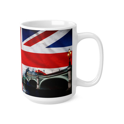 Union Jack London Mug — Ceramic Coffee Cup with Big Ben & Houses of Parliament (11oz, 15oz)
