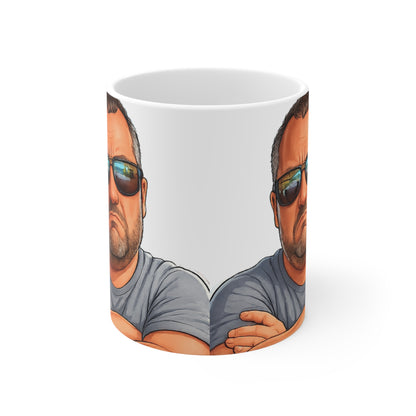 Ceramic Mug – Grumpy Guy Illustration Coffee Cup (11oz & 15oz)