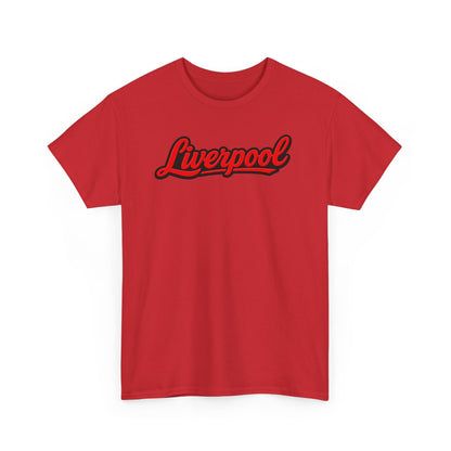 Liverpool Script T-Shirt — Retro Red Script Football Fan Tee