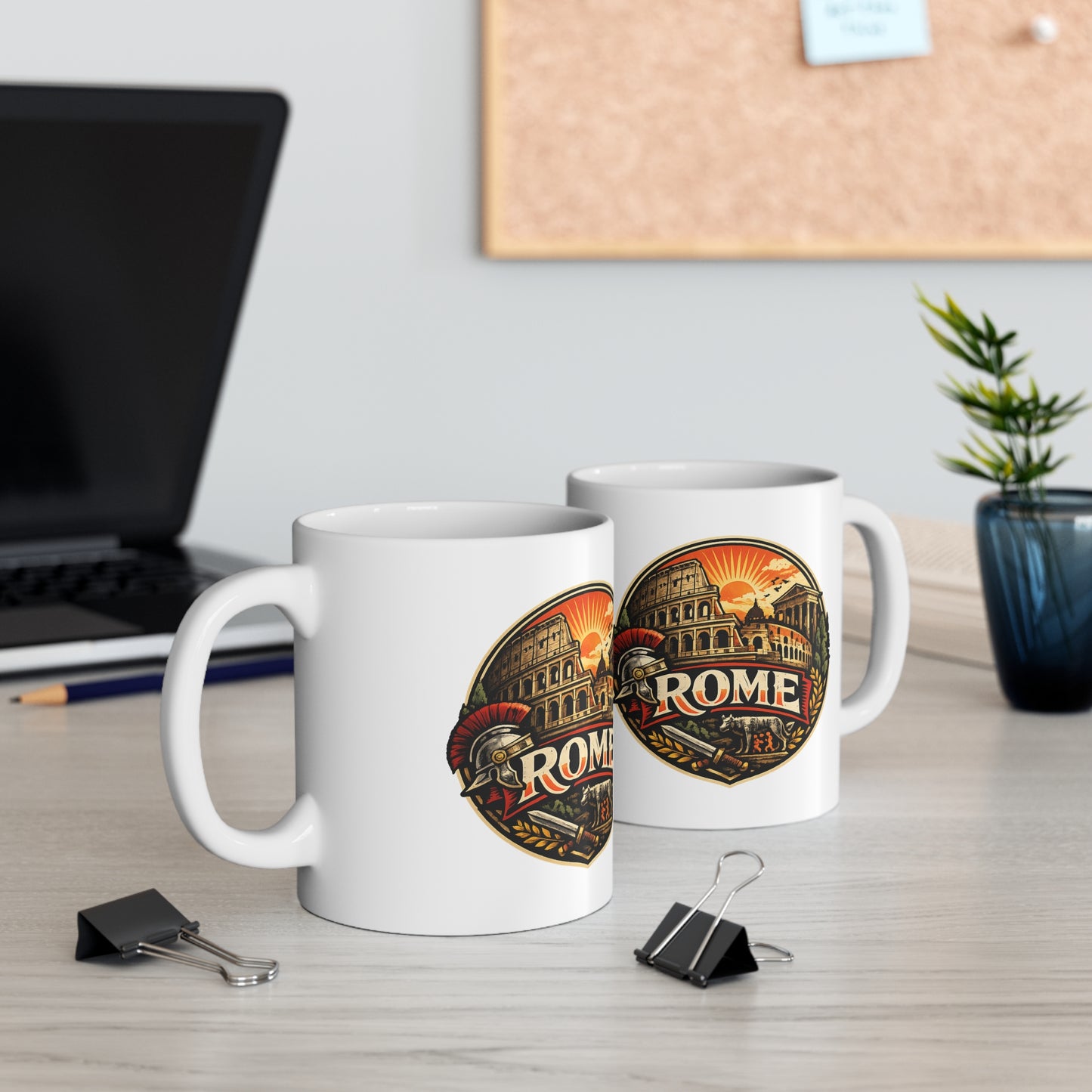 Rome Vintage Emblem Ceramic Coffee Mug — Colosseum & Legion Travel Souvenir (11oz/15oz)
