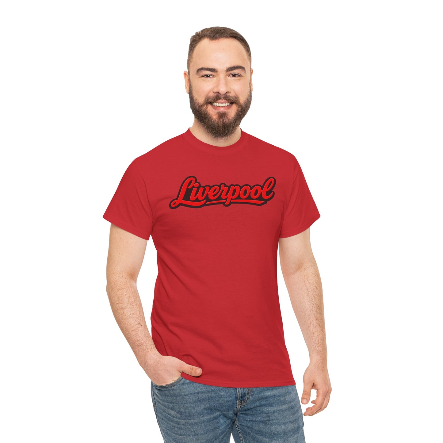 Liverpool Script T-Shirt — Retro Red Script Football Fan Tee
