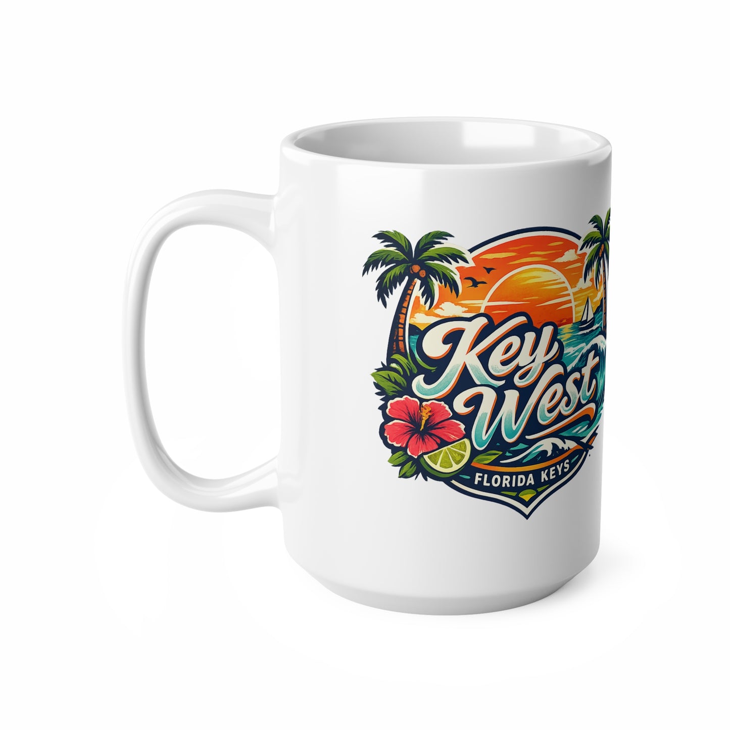 Key West Florida Keys Ceramic Coffee Cups, 11oz, 15oz