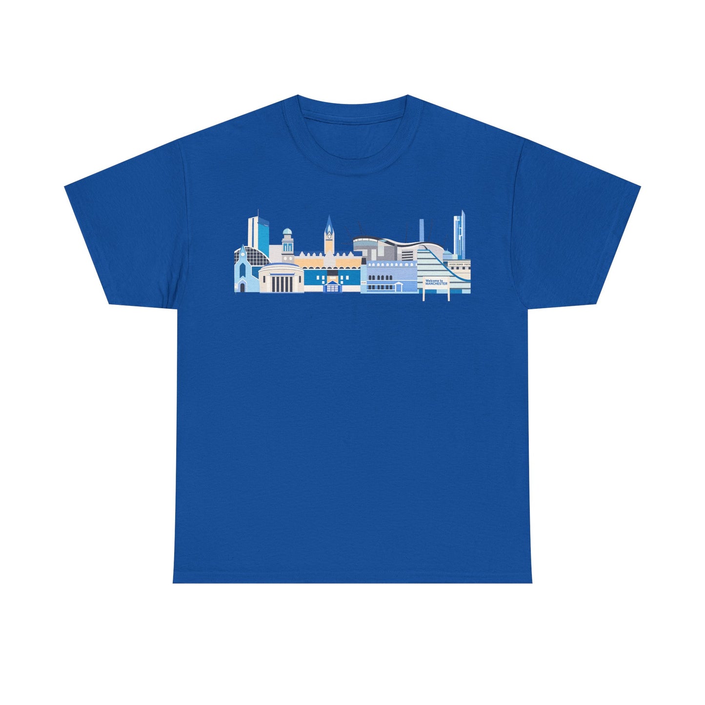 Manchester City Skyline Tee — Minimal Blue Urban Landscape T‑Shirt