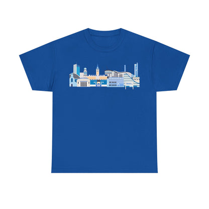 Manchester City Skyline Tee — Minimal Blue Urban Landscape T‑Shirt
