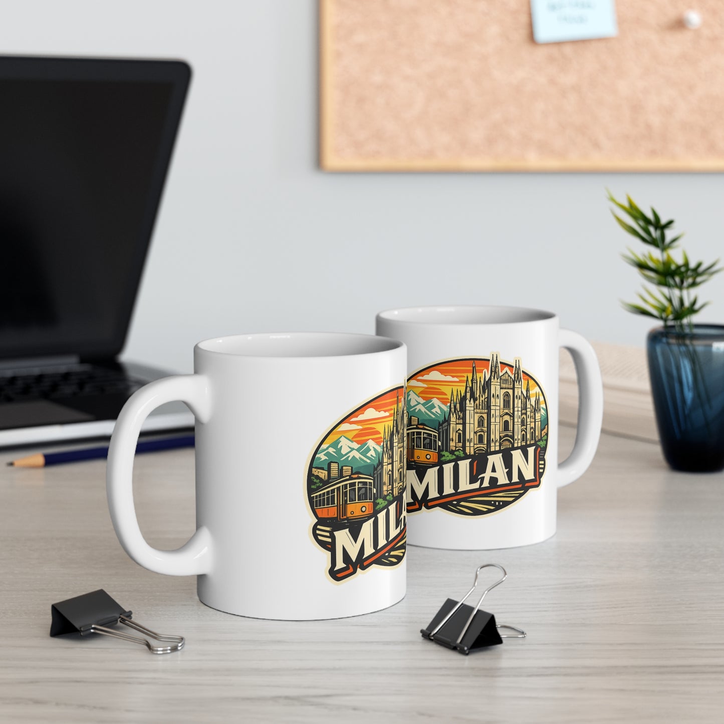 Milan Italy Travel Mug – Vintage Cityscape Ceramic Coffee Cup (11oz & 15oz)