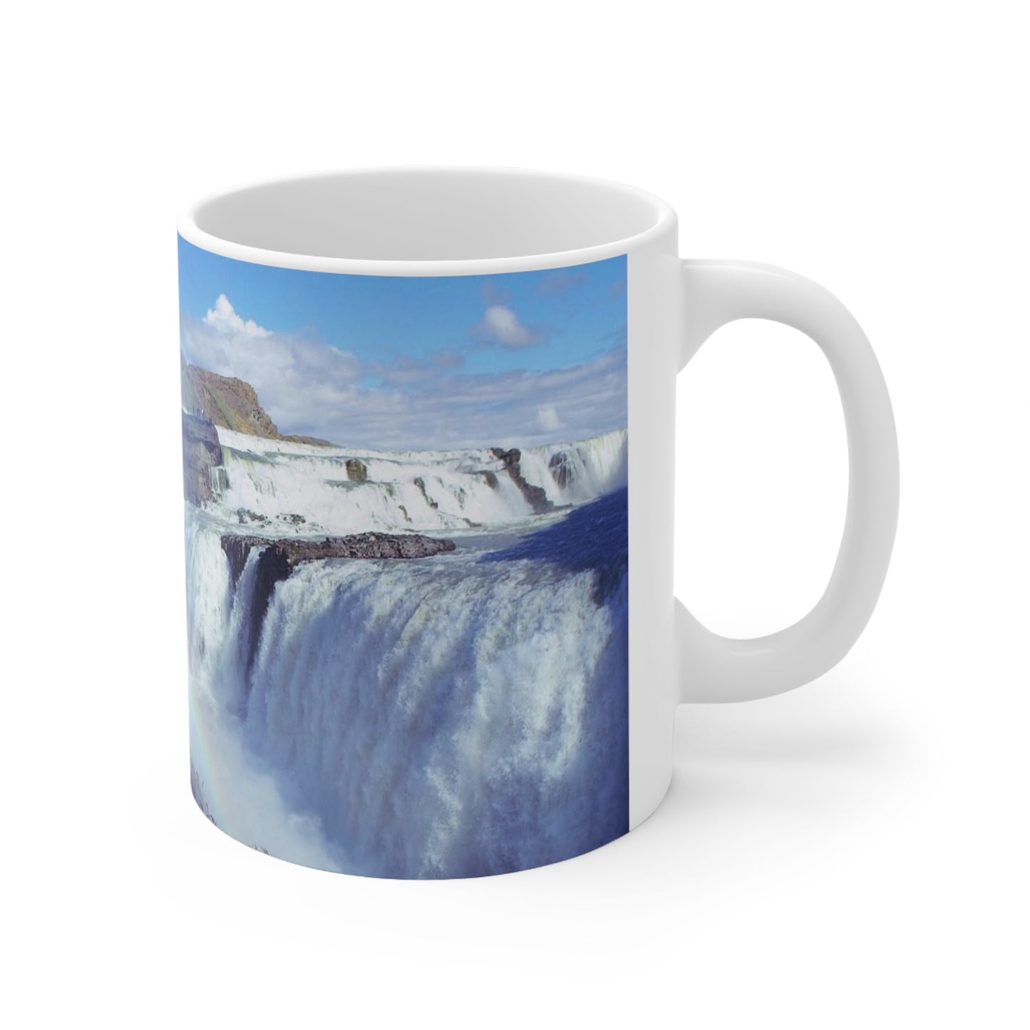 Waterfall Rainbow Ceramic Coffee Mug — Scenic Landscape 11oz & 15oz