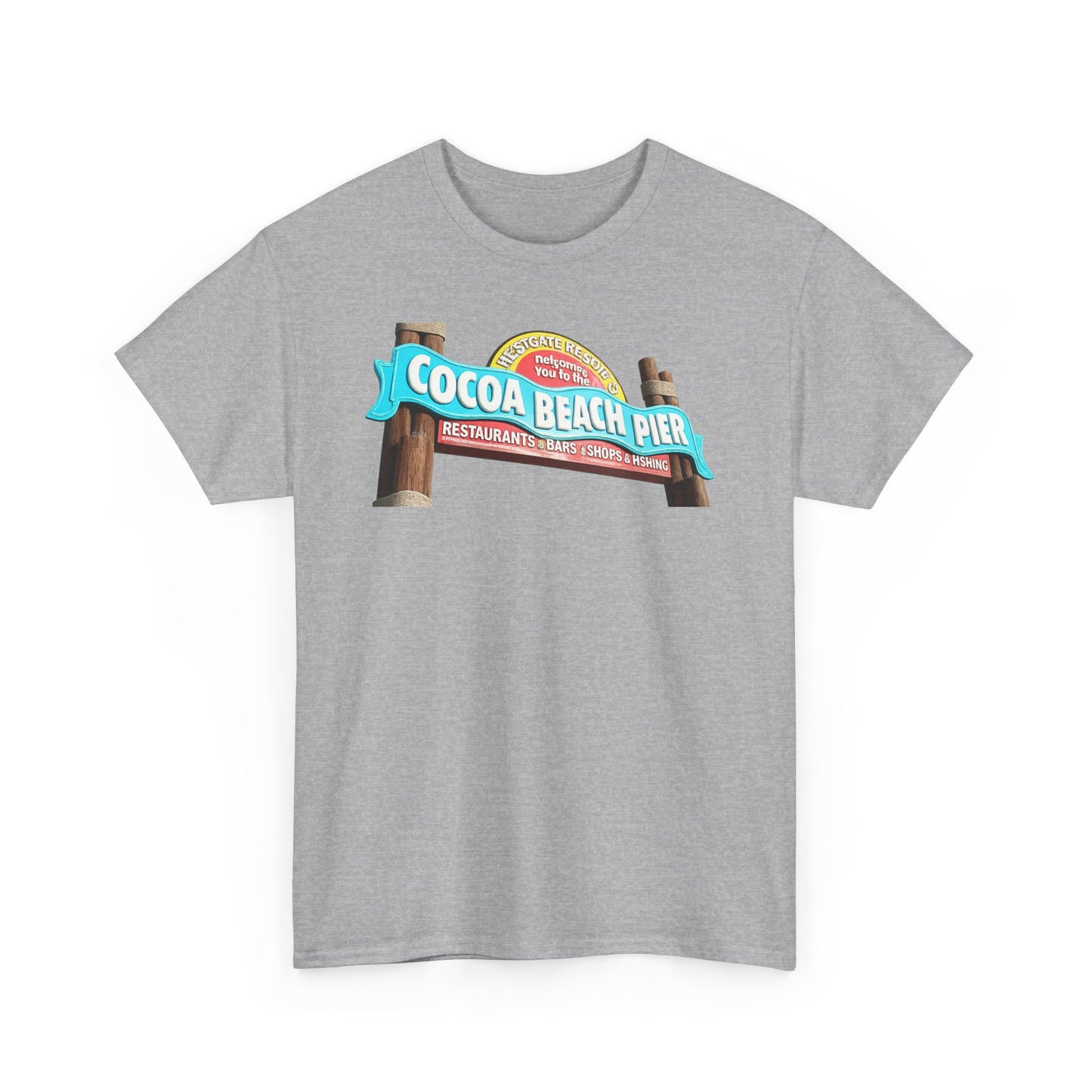 Cocoa Beach Pier T‑Shirt — Retro Beach Sign Vacation Tee