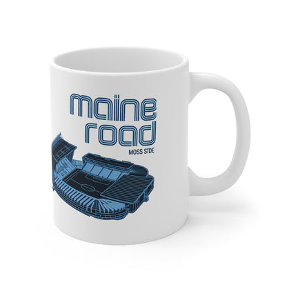 Manchester City Maine Road Stadium Mug — Retro Blue Soccer Stadium Ceramic Coffee Cup (11oz & 15oz)