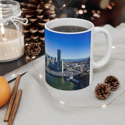 City Skyline Ceramic Mug — Scenic Riverfront Panorama (11oz, 15oz)