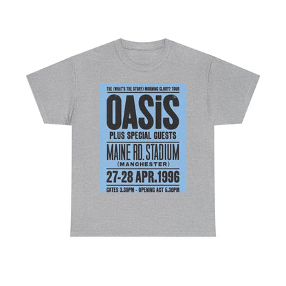 Oasis 1996 Maine Road Tour Poster T‑Shirt — Maine Rd. Stadium Concert Tee