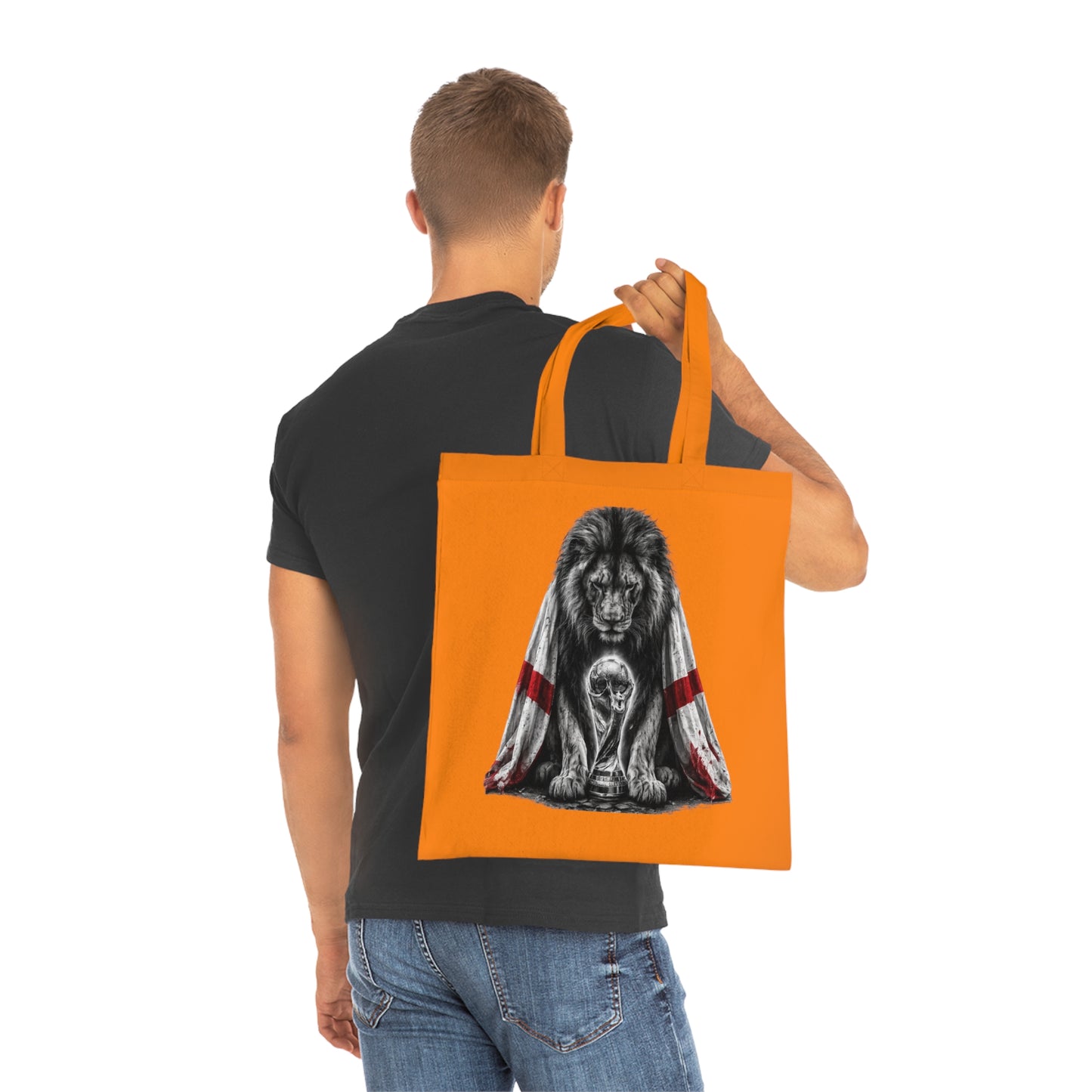 England Lion Tote Bag – Protective Lion Illustration Cotton Tote