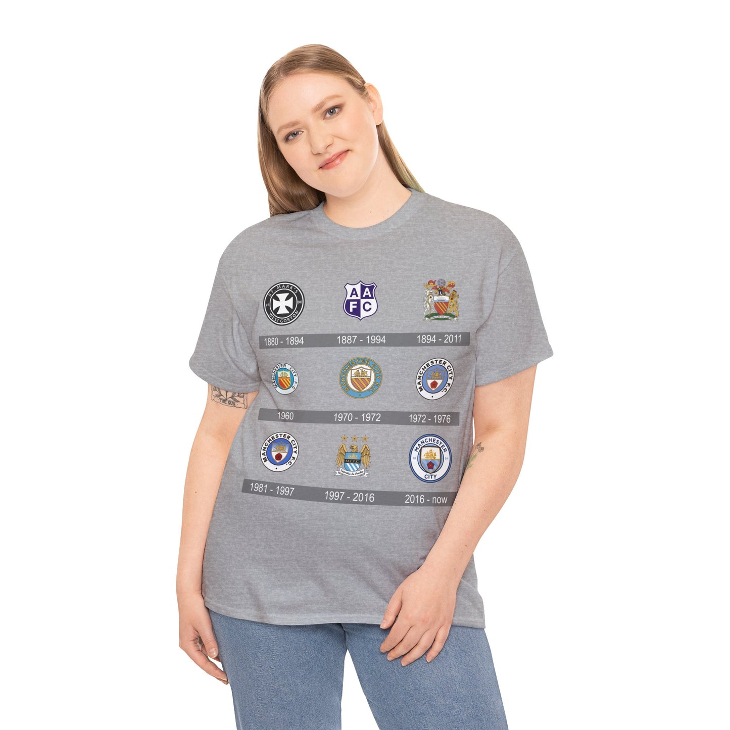 Manchester City Crest Timeline T-Shirt — Retro Club Crest History Tee