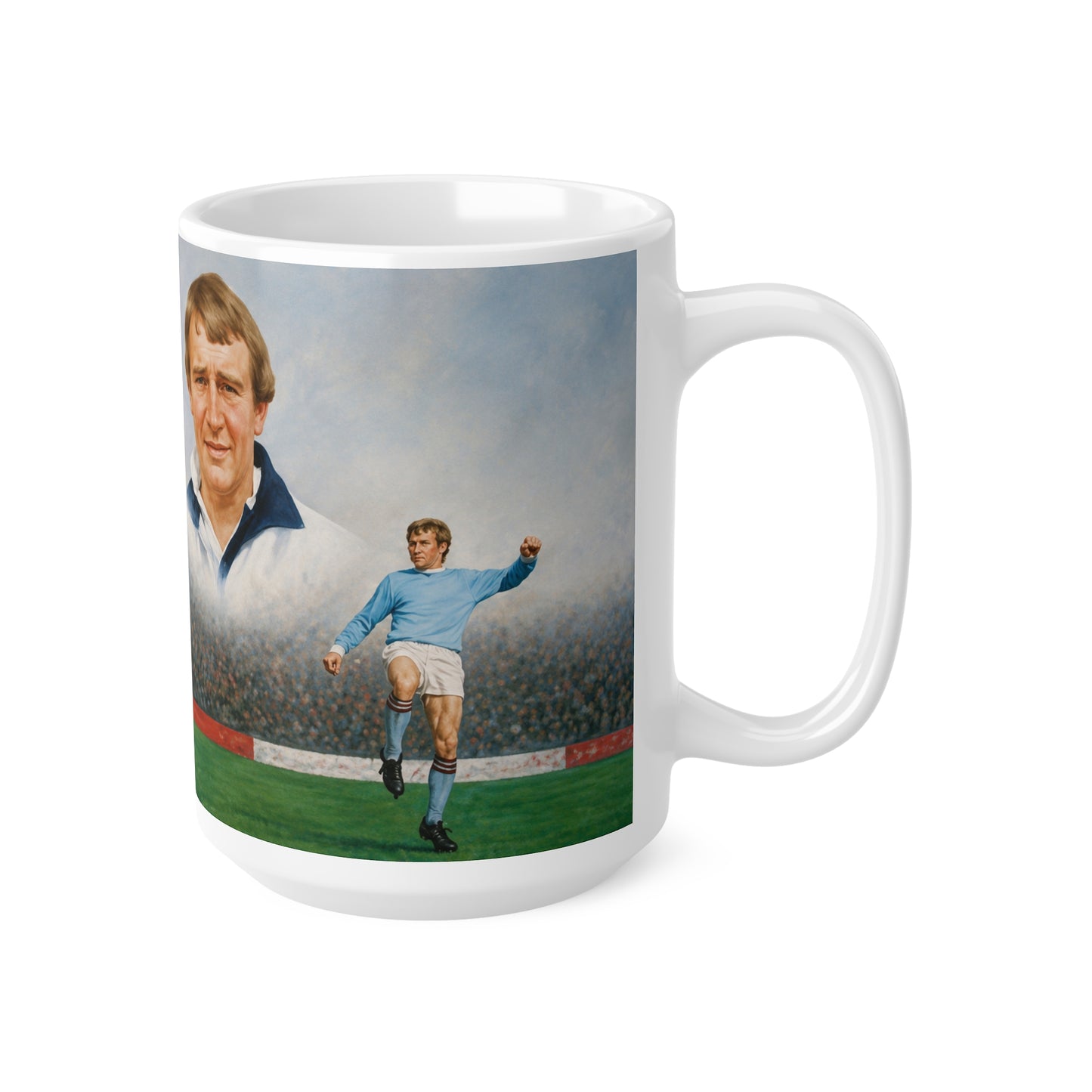 Mercer, Allison, Bell, Lee and Summerbee Manchester City Soccer Legends Ceramic Mug — Vintage Football Players 11oz/15oz