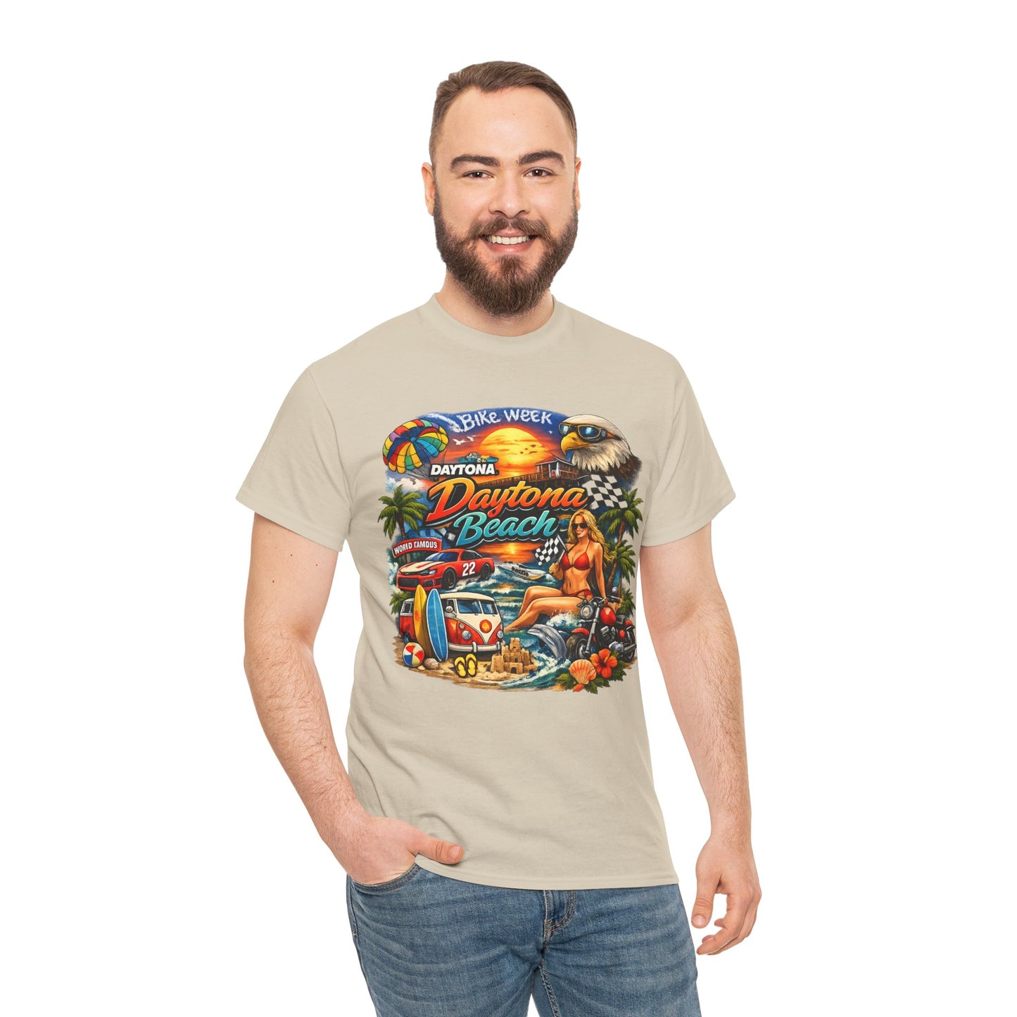 Daytona Beach Vintage Surf T-Shirt — Retro Sunset Palm Beach Tee