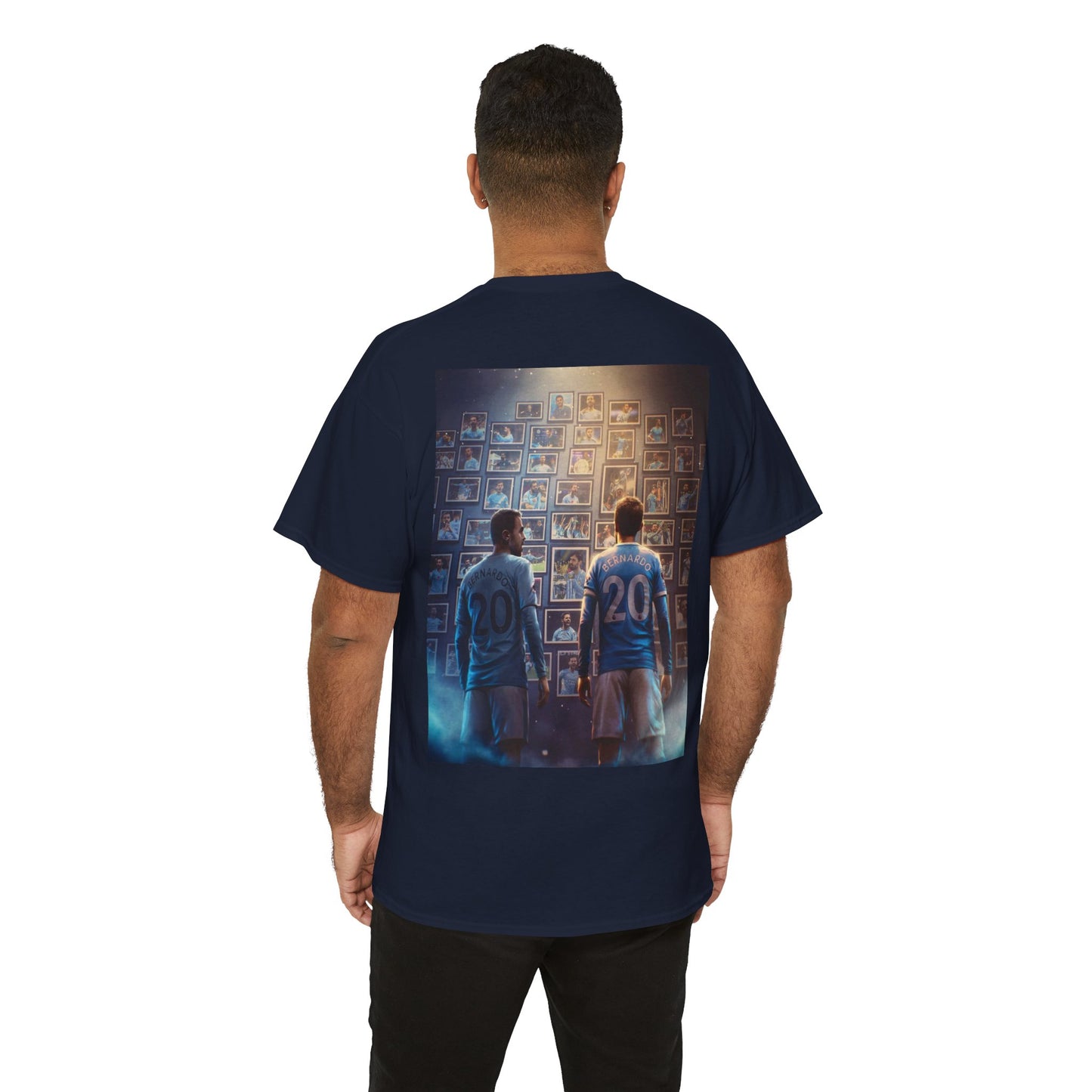 Bernardo Silva Manchester City Legend Graphic Tee — Player Cartoon Front & Tribute Poster Back