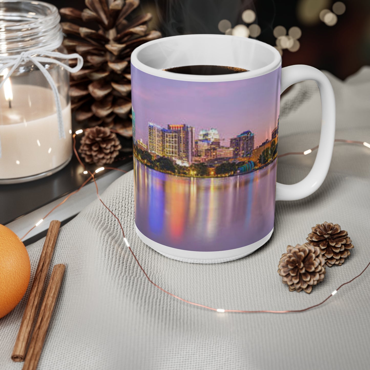 Orlando Night Skyline Ceramic Coffee Mug — Cityscape 11oz & 15oz