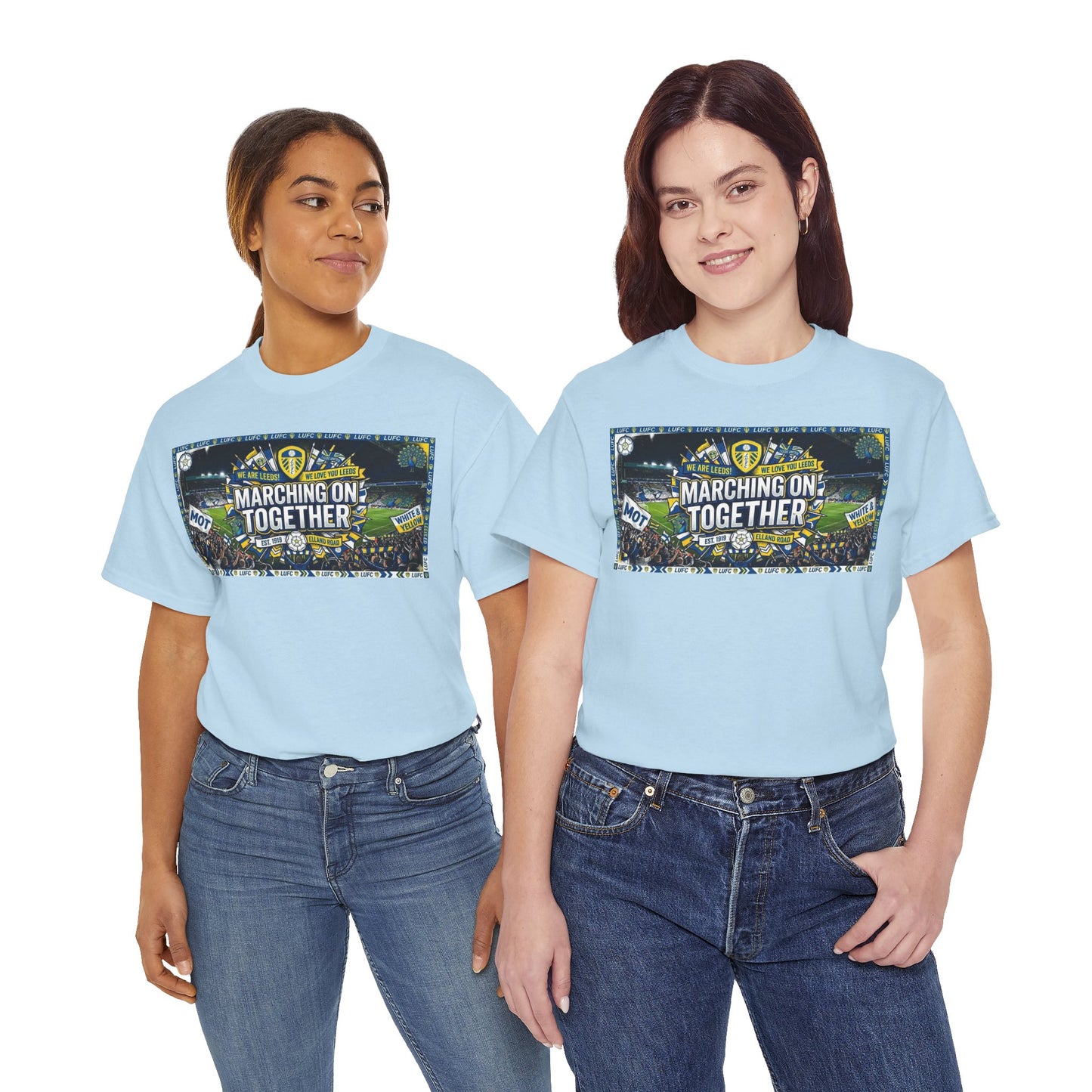 Leeds United T-Shirt — "Marching On Together" Fan Tee (Soccer Supporter Graphic)