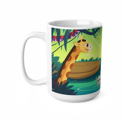 Giraffe Rainbow Waterfall Ceramic Coffee Mug — Cute Jungle Animal 11oz/15oz
