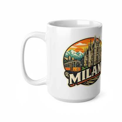 Milan Italy Travel Mug – Vintage Cityscape Ceramic Coffee Cup (11oz & 15oz)