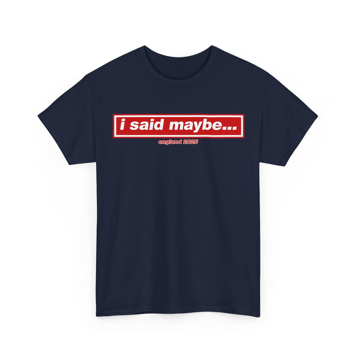 I Said Maybe Tee — Minimalist Red Logo Graphic T‑Shirt